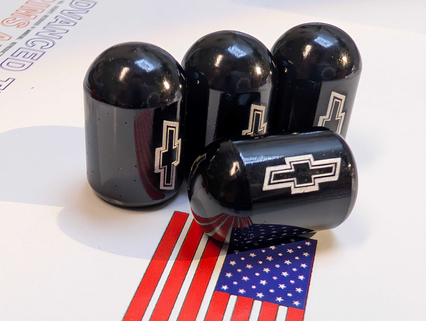 4x CHEVY BOWTIE BULLET Tire Valve Stem Caps For Car Truck