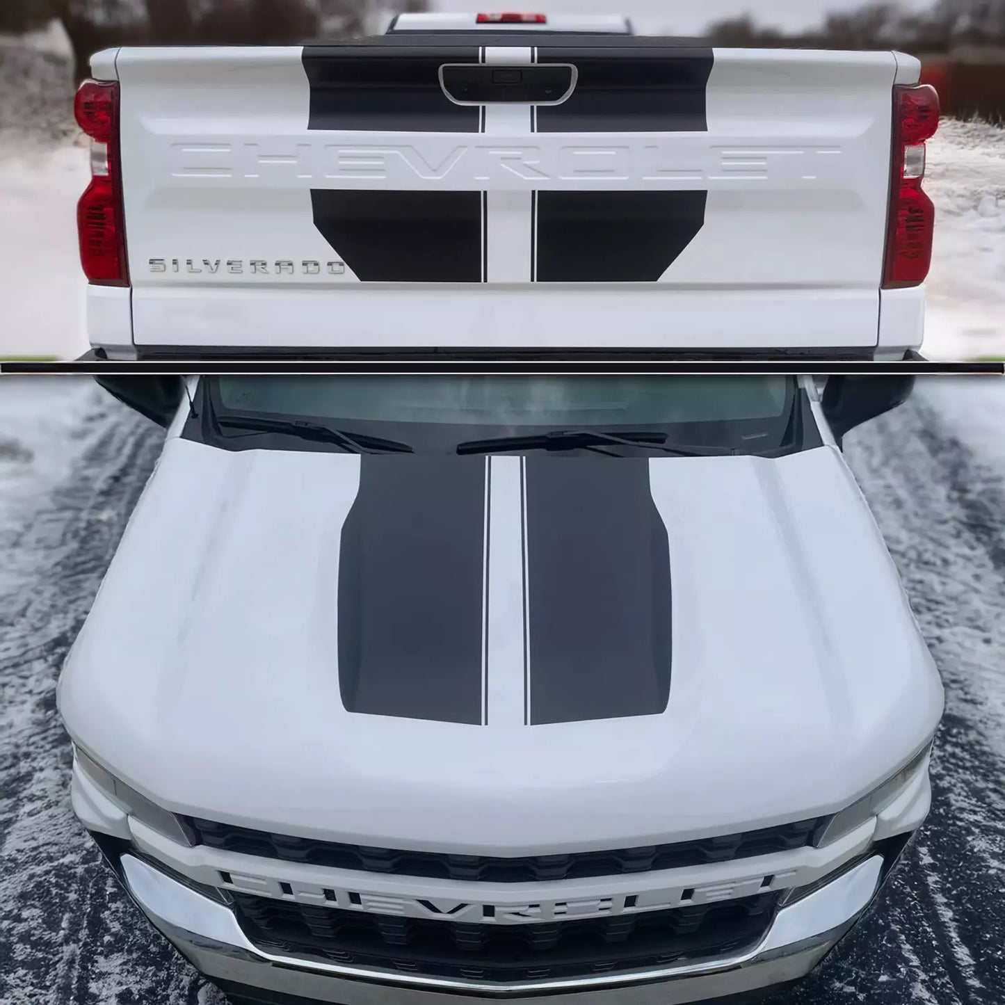 FULL SET Chevrolet Silverado Vinyl Stripes Decals 2019 - 2025 in Matte Black
