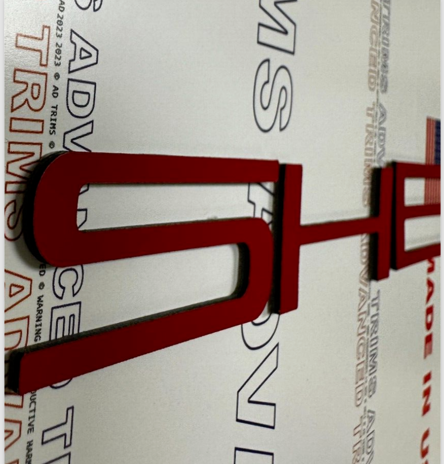 RED Front Splitter PLASTIC LETTERS Fits Shelby GT350 2015 - 2019 NOT VINYL
