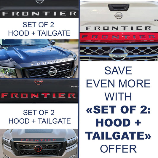 Red Carbon Raised Rear Tailgate Insert Letters for 2022-2025 Nissan Frontier