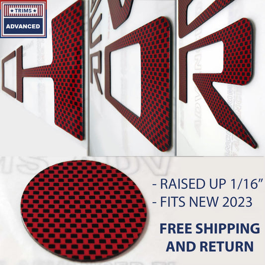 Red Carbon Raised Plastic Tailgate Letters Inserts NEW CHEVY COLORADO 2023