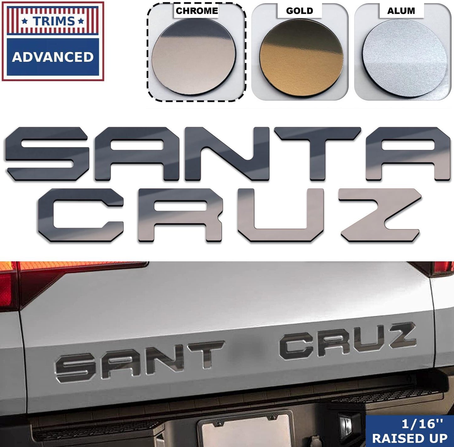 Chrome Plastic Letters for Hyundai Santa Cruz 2022 2023 2024 Inserts US MADE