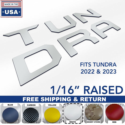 White Raised Plastic Letters Inserts Toyota Tundra 2022 2023 2024 Tailgate