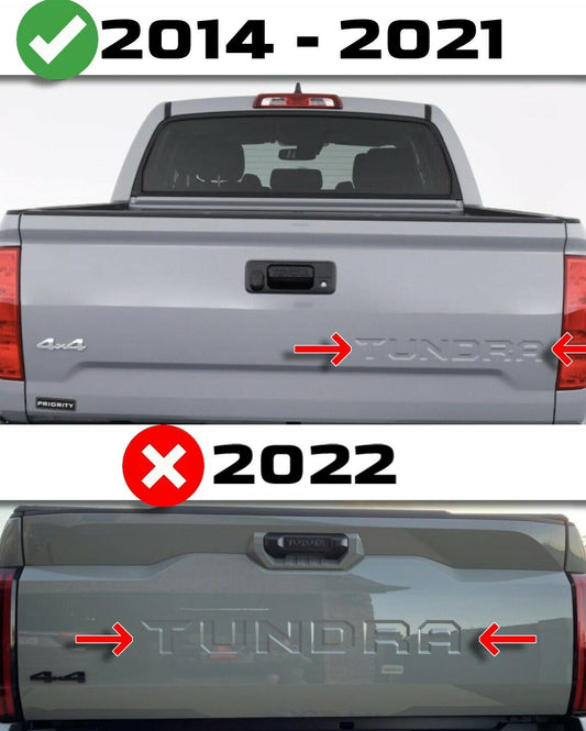 Silver Alum Raised Plastic Letters Inserts for Toyota Tundra 2014-2021 Tailgate
