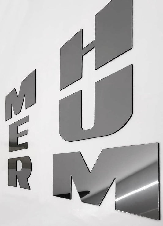 Raised Mirror Chrome Silver Rear Bumper Letters Hummer H2 Plastic