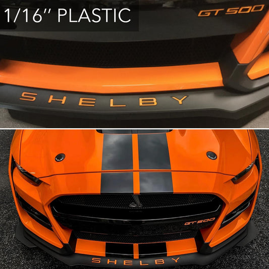 SHELBY + GT500 SPOILER SPLITTER BUMPER ORANGE PLASTIC LETTERS INSERTS 2020-2025