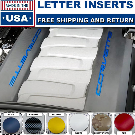BLUE C7 Engine Cover OVERLAY Plastic Letters Set For 2014-2019 Chevy Corvette Stingray