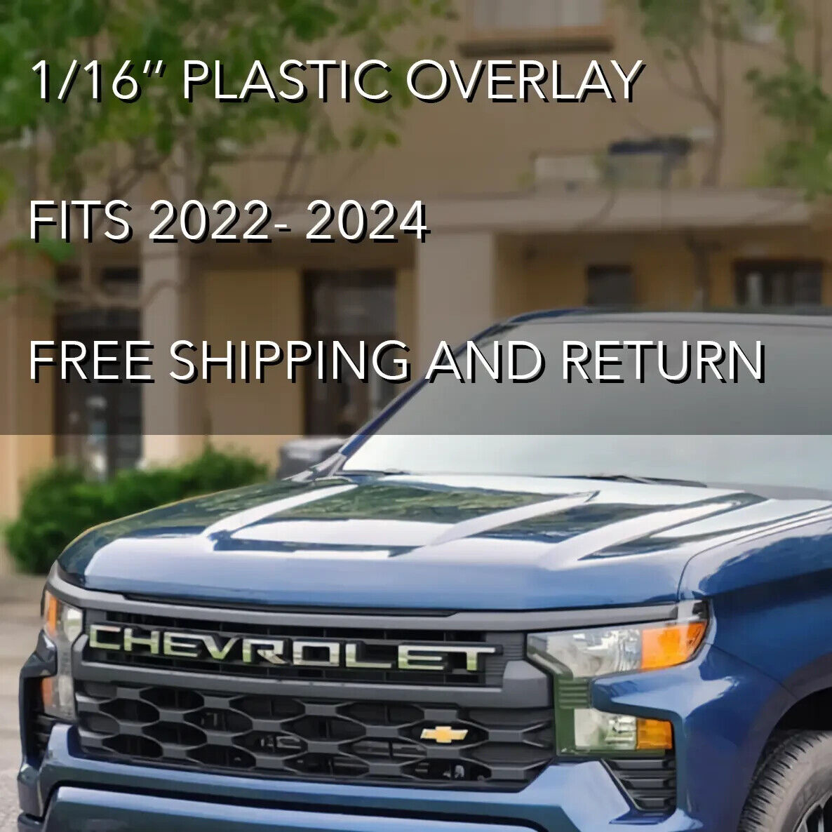 SET OF 2: Chrome Tailgate + Overlay Grill letters Chevrolet Silverado 2022-2025