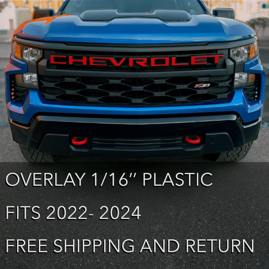 Overlay Grill Letters Inserts 2022 2023 2024 2025 Silverado Red