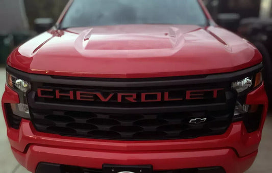 Overlay Grill Letters Inserts 2022 2023 2024 2025 Silverado Red