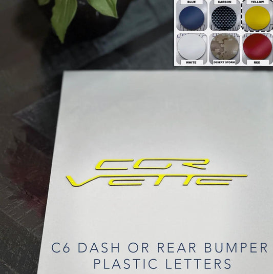 SET OF 2: 2005-2013 Corvette C6 MATTE BLACK + YELLOW Plastic Letters