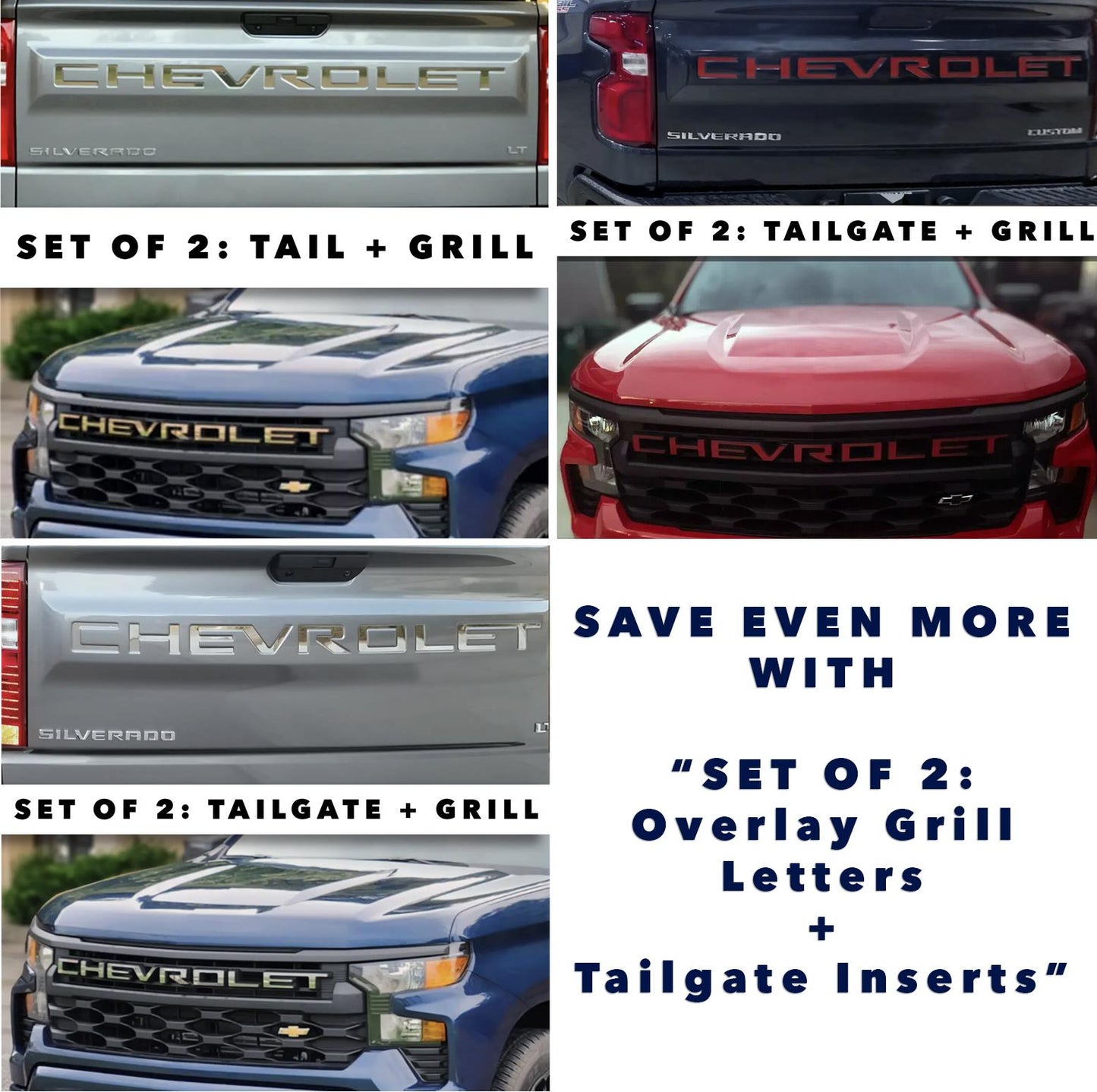 Overlay Grill Letters Inserts 2022 2023 2024 Silverado ALUM NOT VINYL