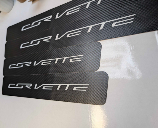 4Pcs Car Threshold Strip Door Plate Sill Scuff Cover Stickers for CORVETTE C7