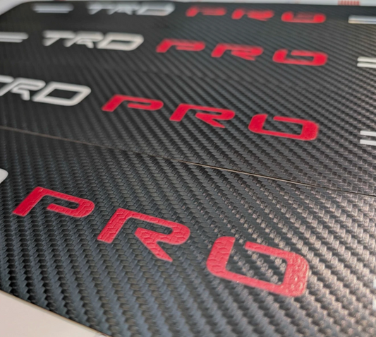 4Pcs Car Threshold Strip Door Plate Sill Scuff Cover Stickers TRD PRO WHITE RED