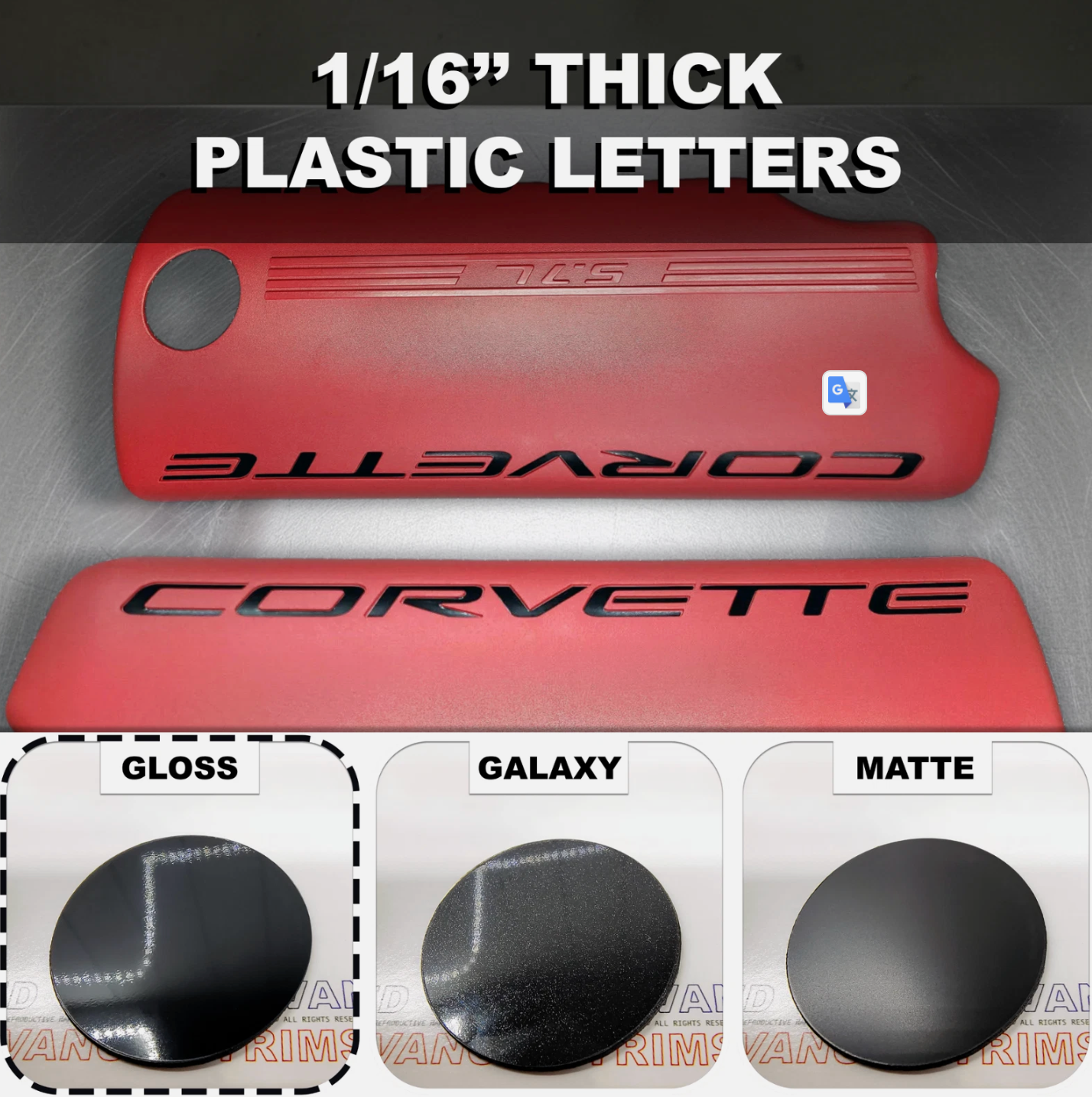 Plastic Letter Inlays Corvette C5 Fuel Rail Engine Covers 97-04 LS1 LS6 GLOSS