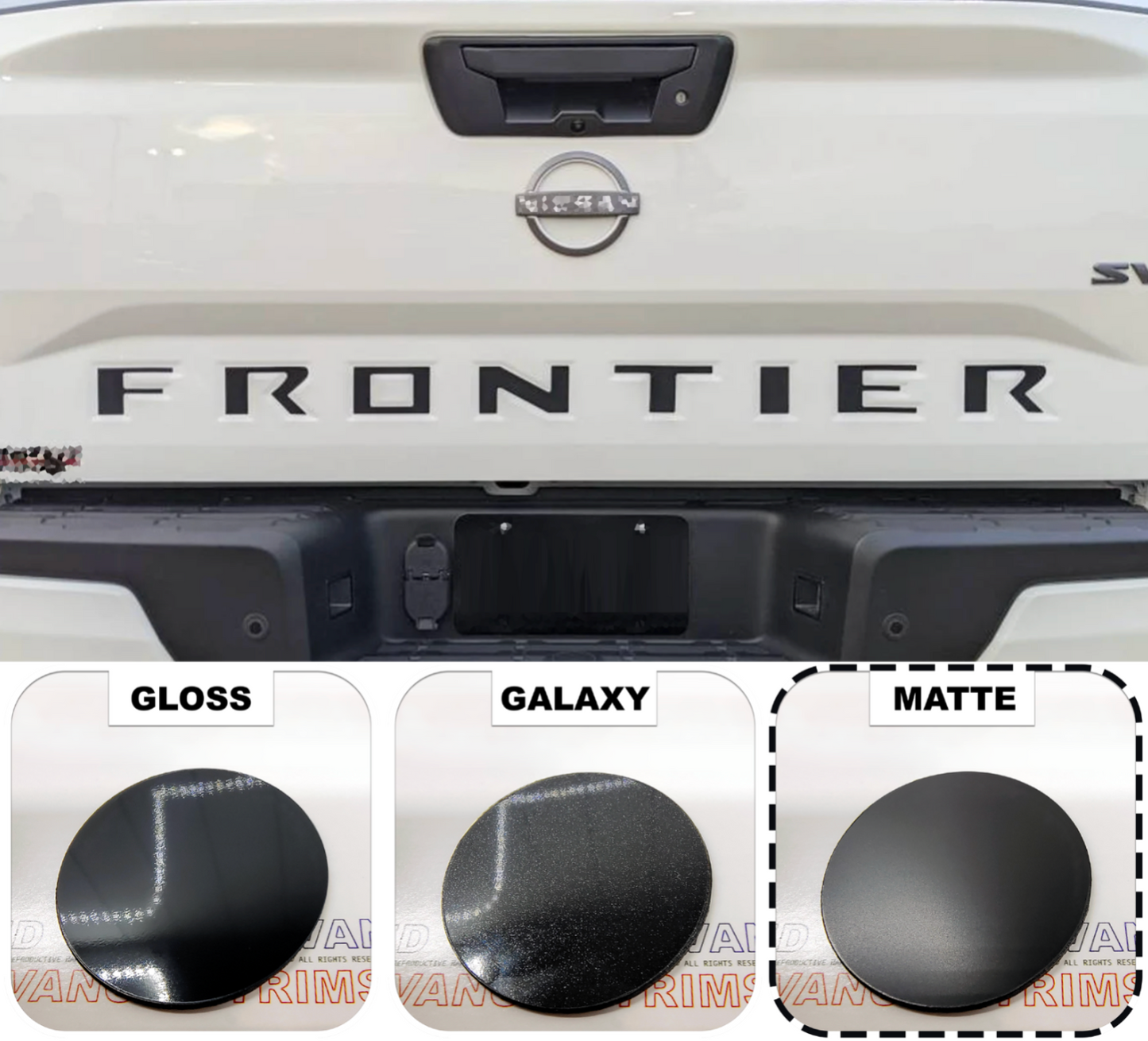SET DE 2: CAPOTA + PORTON TRASERO BLANCO NISSAN FRONTIER 2022 2023 2024 LETRAS EN RELIEVE