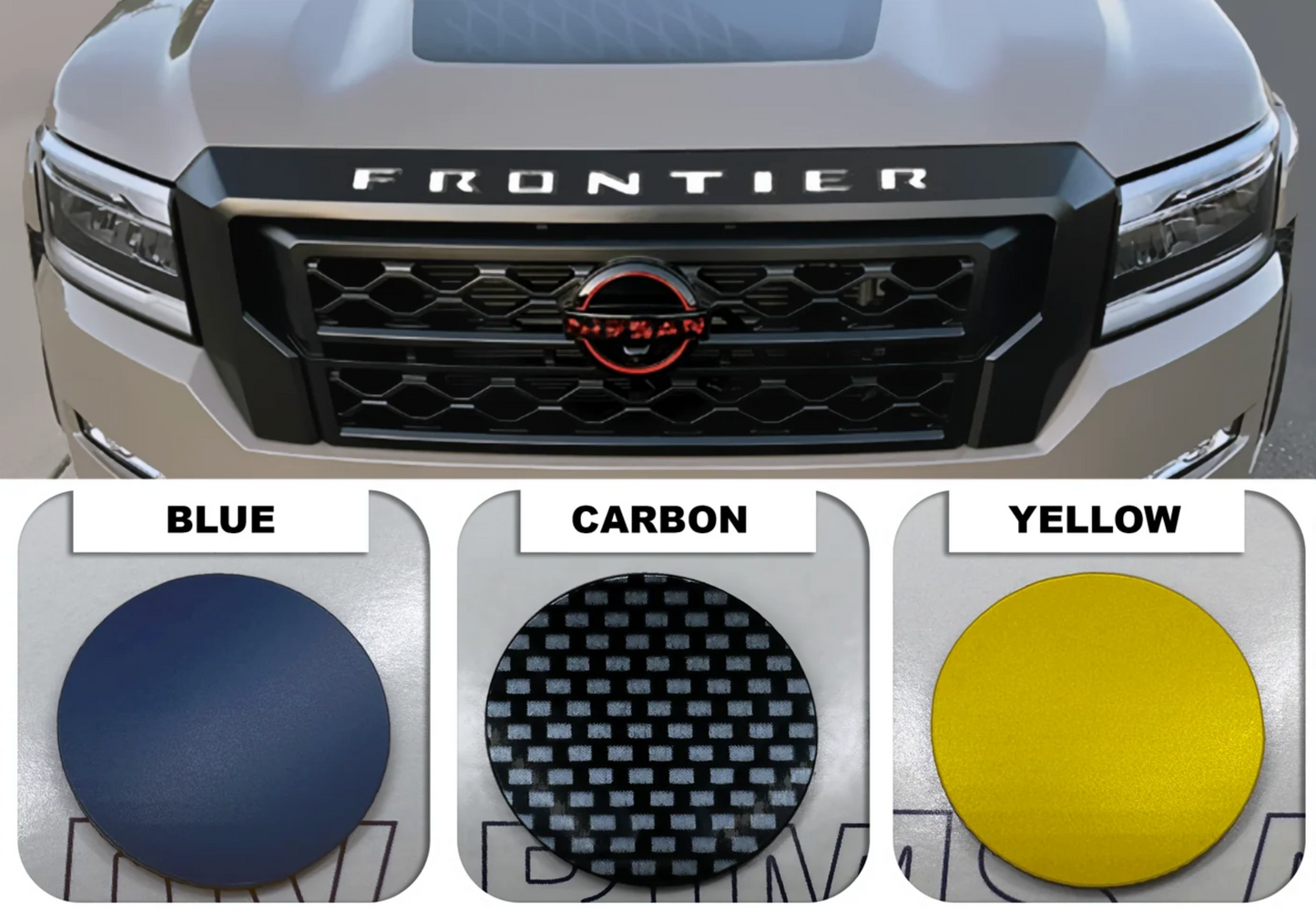 SET DE 2: CAPOTA + PORTON TRASERO BLANCO NISSAN FRONTIER 2022 2023 2024 LETRAS EN RELIEVE