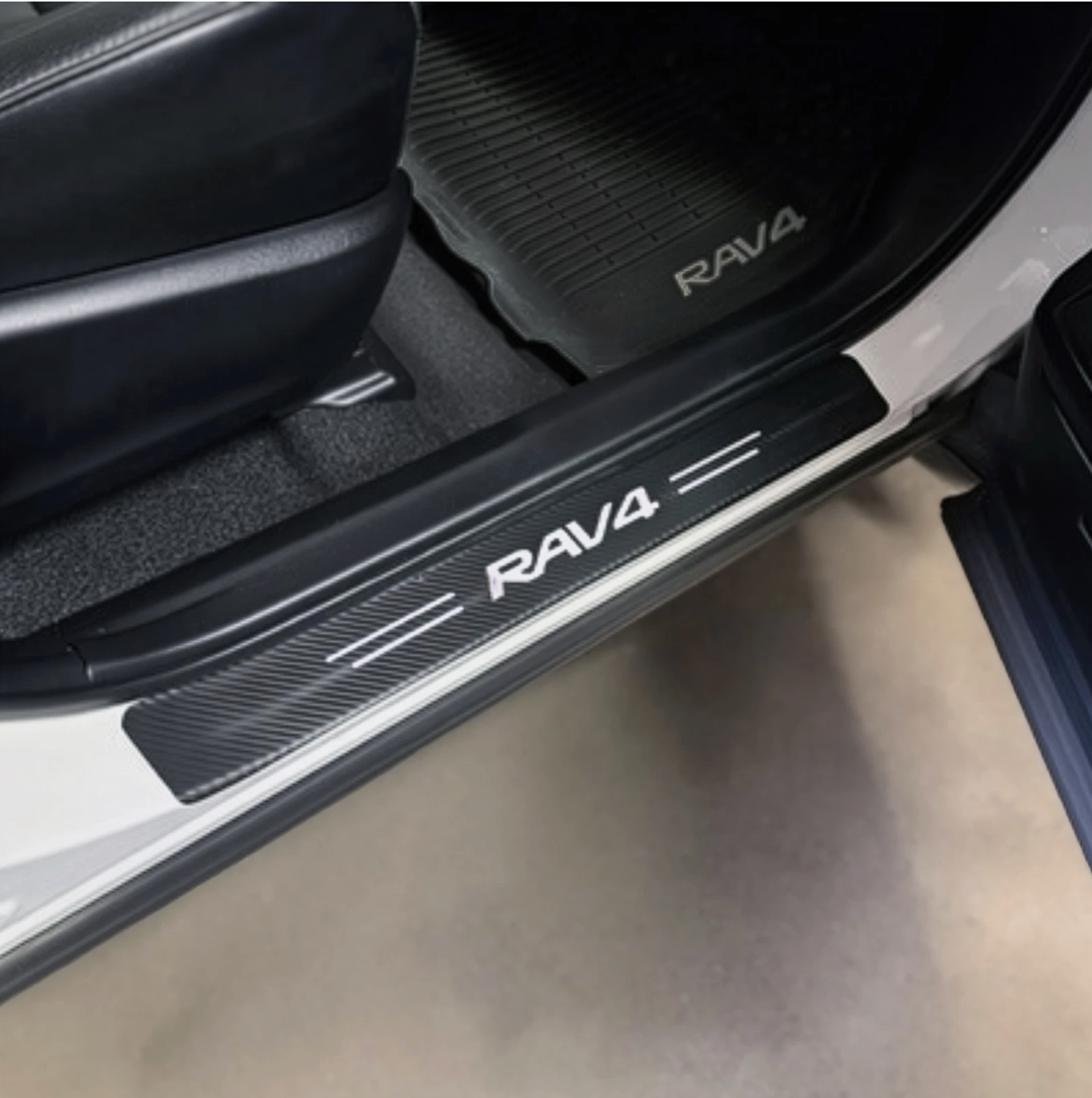4Pcs Car Threshold Strip Door Plate Sill Scuff Cover Stickers for RAV4