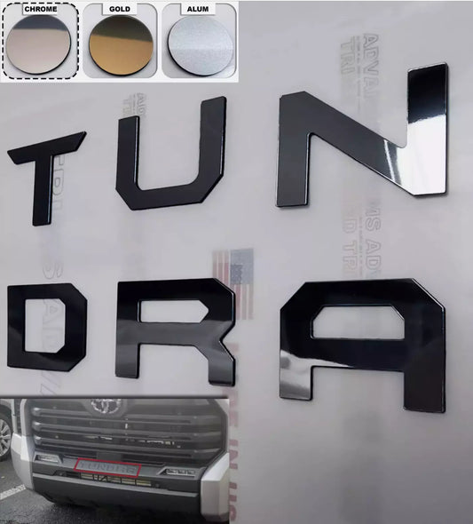 SET OF 2: Chrome Raised Plastic Letters Inserts Tundra 2022-2024 Tailgate + Grill