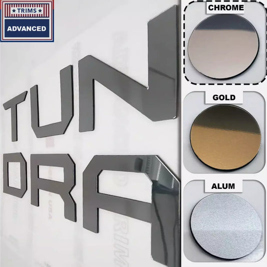 SET OF 2: Chrome Raised Plastic Letters Inserts Tundra 2022-2024 Tailgate + Grill
