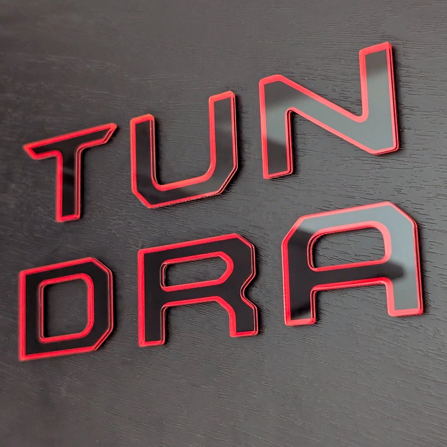 SET OF3: 2022 - 2026 RED Front Emblem TUNDRA + TRD Grill Bumper Badge+RED OUT Raised Acrylic Taigate Letters
