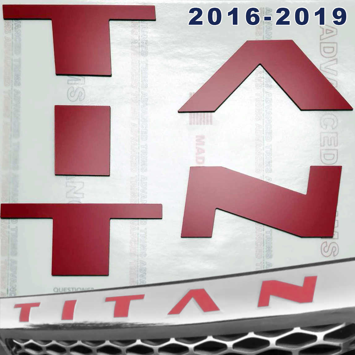 RED Letters for Nissan Titan Hood Grill ABS Plastic Inserts 2016 2017 2018 2019