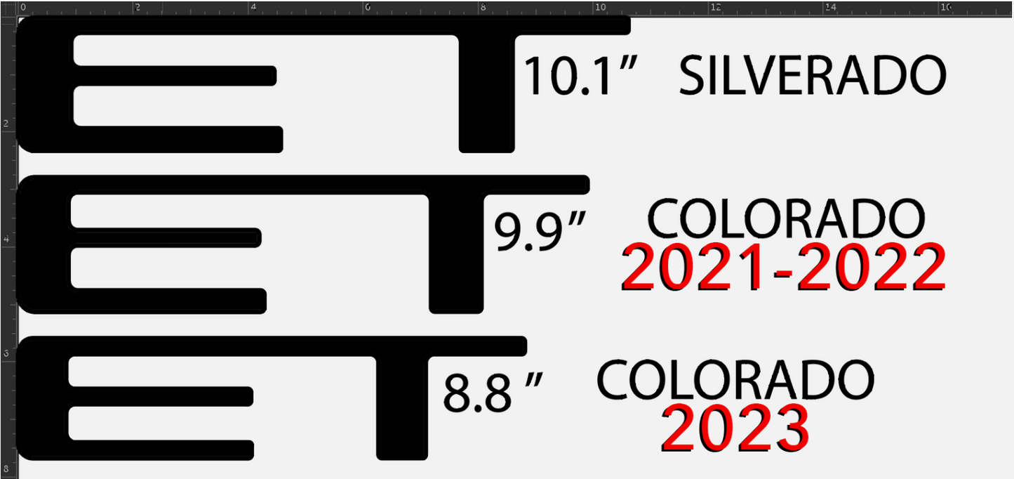 RED CARBON Raised Plastic Tailgate Letters Inserts Chevrolet Colorado 2021 2022