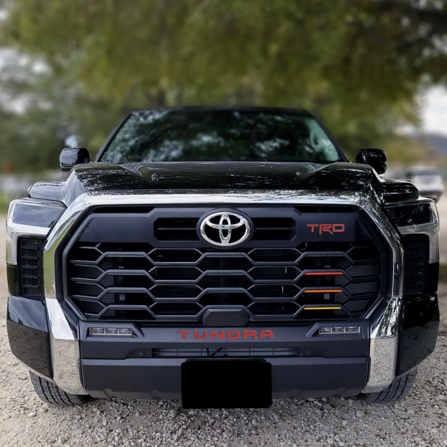 SET OF 2: 2022 - 2025 RED Front Emblem TUNDRA + TRD Grill Bumper Letters Badge