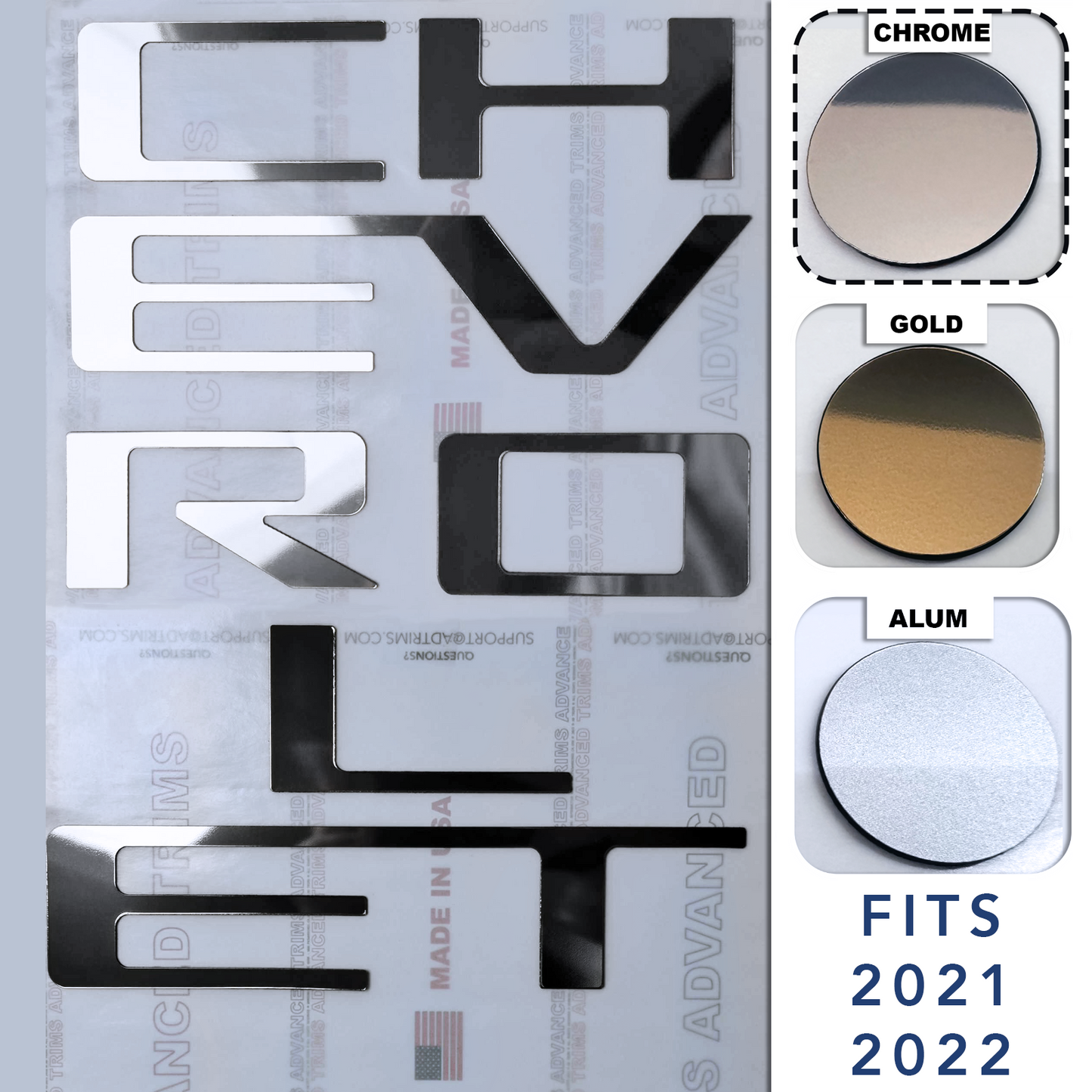 Chrome Raised Plastic Tailgate Letters Inserts Chevrolet Colorado 2021 2022