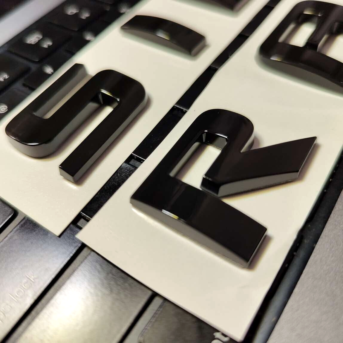 3D Fender Door Tailgate Emblem Silverado 1500 2500HD Letters Badge Gloss Black