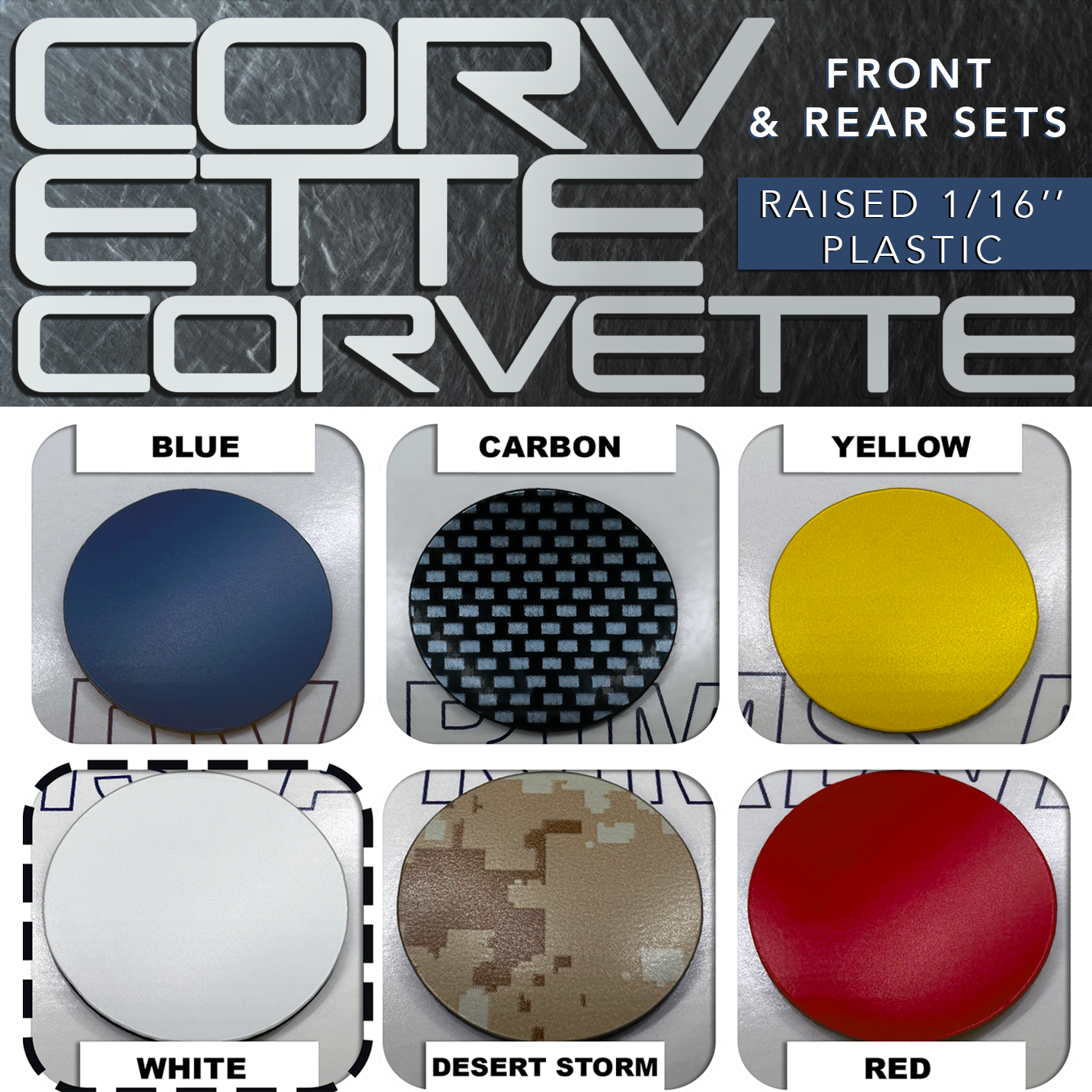 White FRONT & REAR Plastic Raised Letters Inserts fits Corvette C4 1991-1996