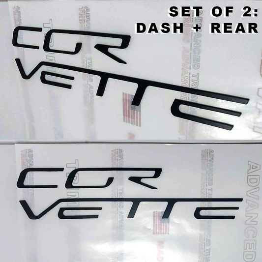 Lot de 2 : 2005-2013 Corvette C6 NOIR MAT Lettres en plastique Emblème de pare-chocs arrière