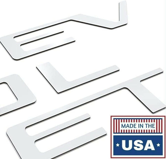 White Raised Tailgate letters Chevrolet Silverado 2019-2024 Inserts