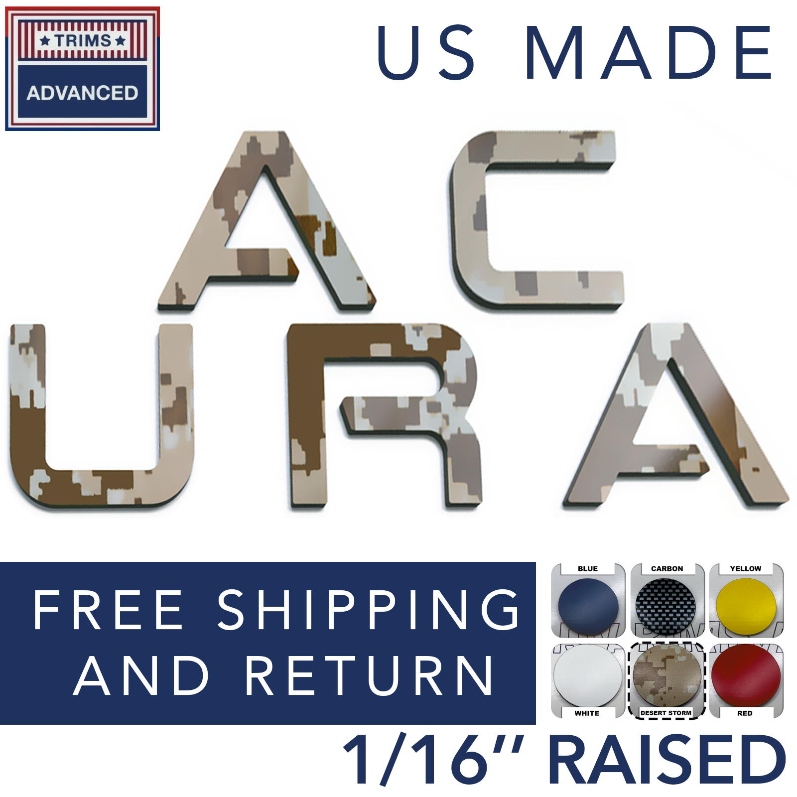 Black Raised Plastic Letter Inserts For 2004-2008 Acura TL Front Bumper