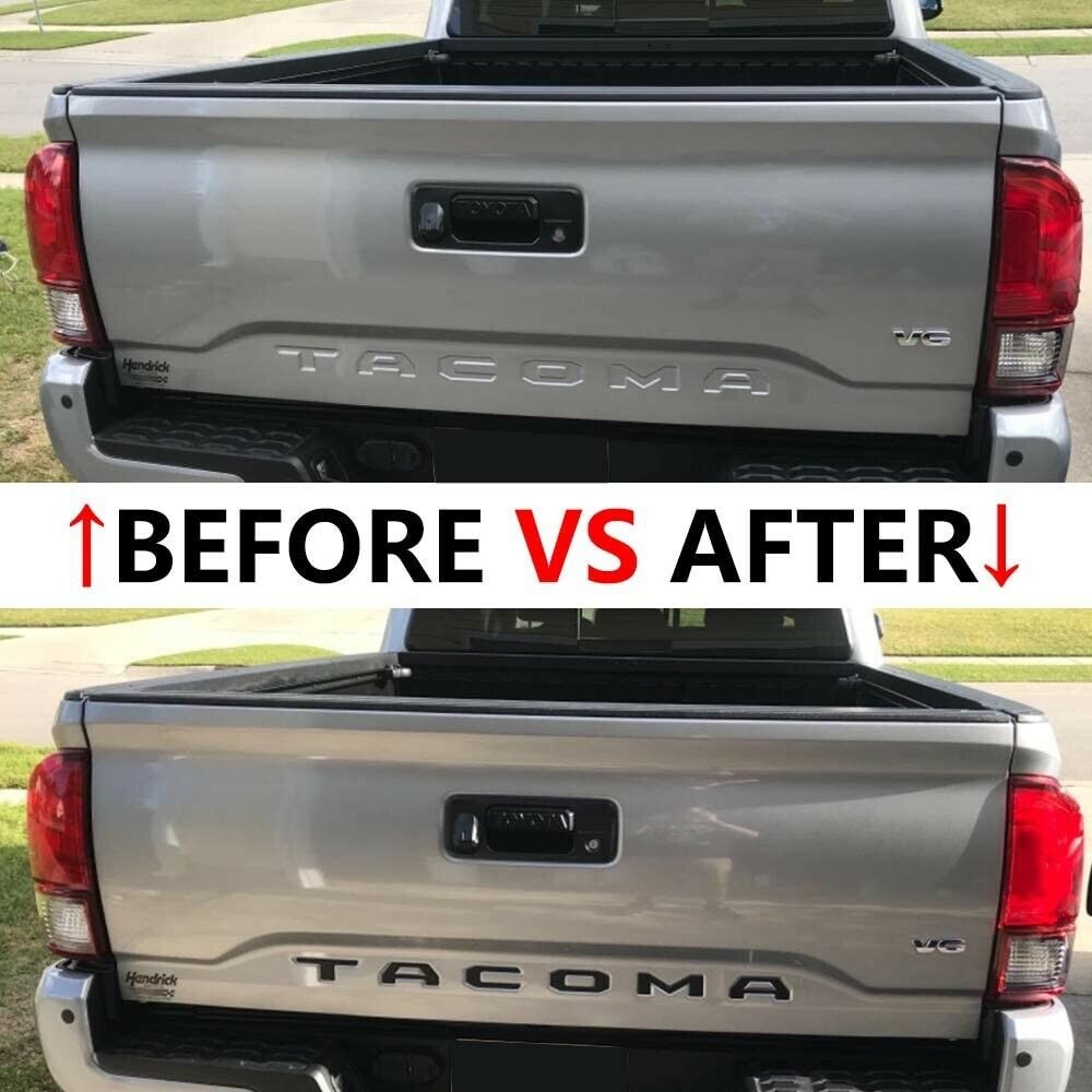 Matte Black Raised Plastic Letters Inserts fits Toyota Tacoma 2016-2023 Tailgate