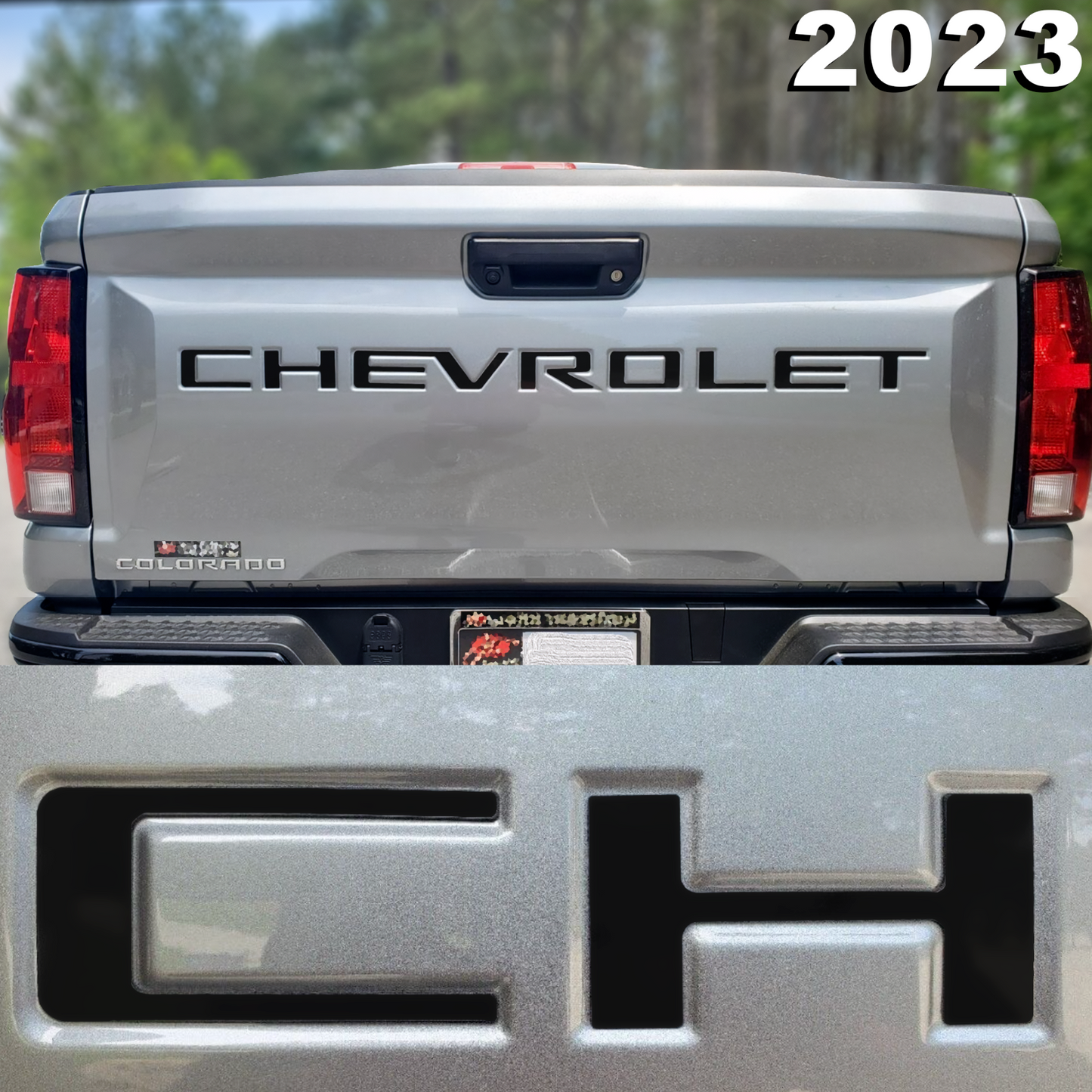 SET OF 4: 2x GLOSS + 2x MATTE BLACK Tailgate Letters NEW CHEVY COLORADO 2023