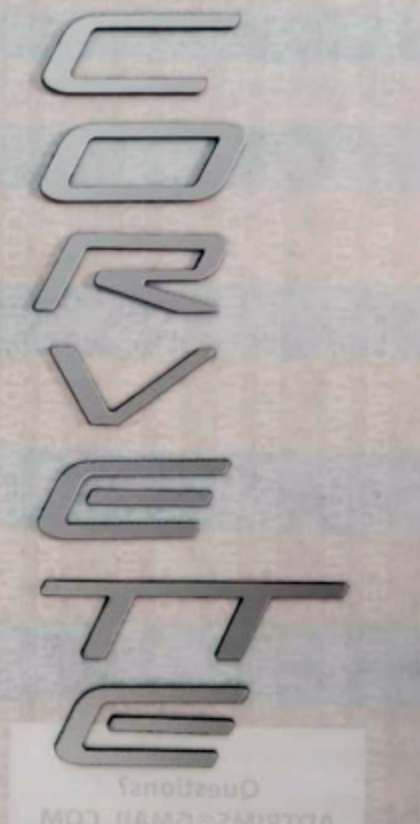 REAR GLOSS BLACK + FRONT SILVER ALUM 1/16 RAISED LETTERS FOR C5 CORVETTE
