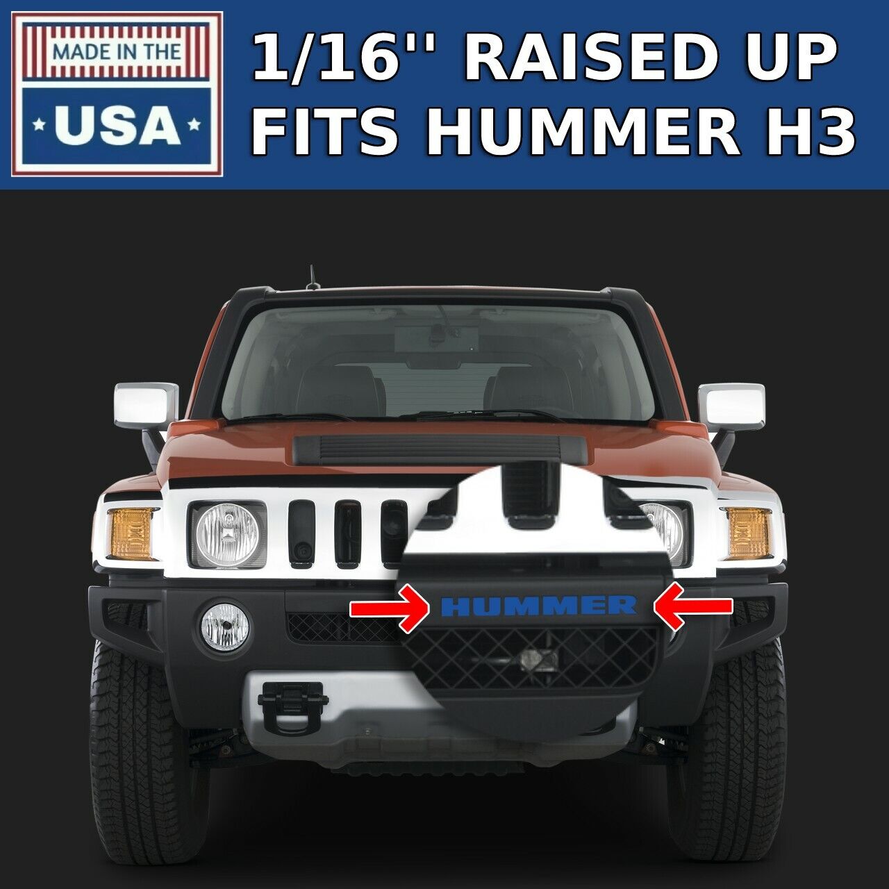 Blue Bumper Letters for Hummer H3 Front ABS Plastic Insert