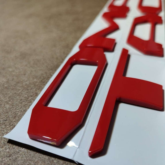 Coral Red Raised Plastic Letters Inserts fits Toyota Tacoma 2016-2023 Tailgate