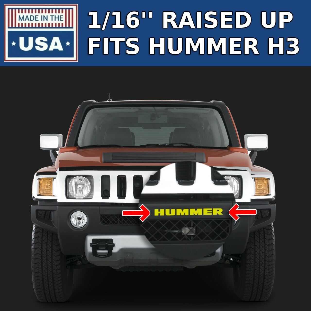 Yellow Bumper Letters for Hummer H3 Front ABS Plastic Insert