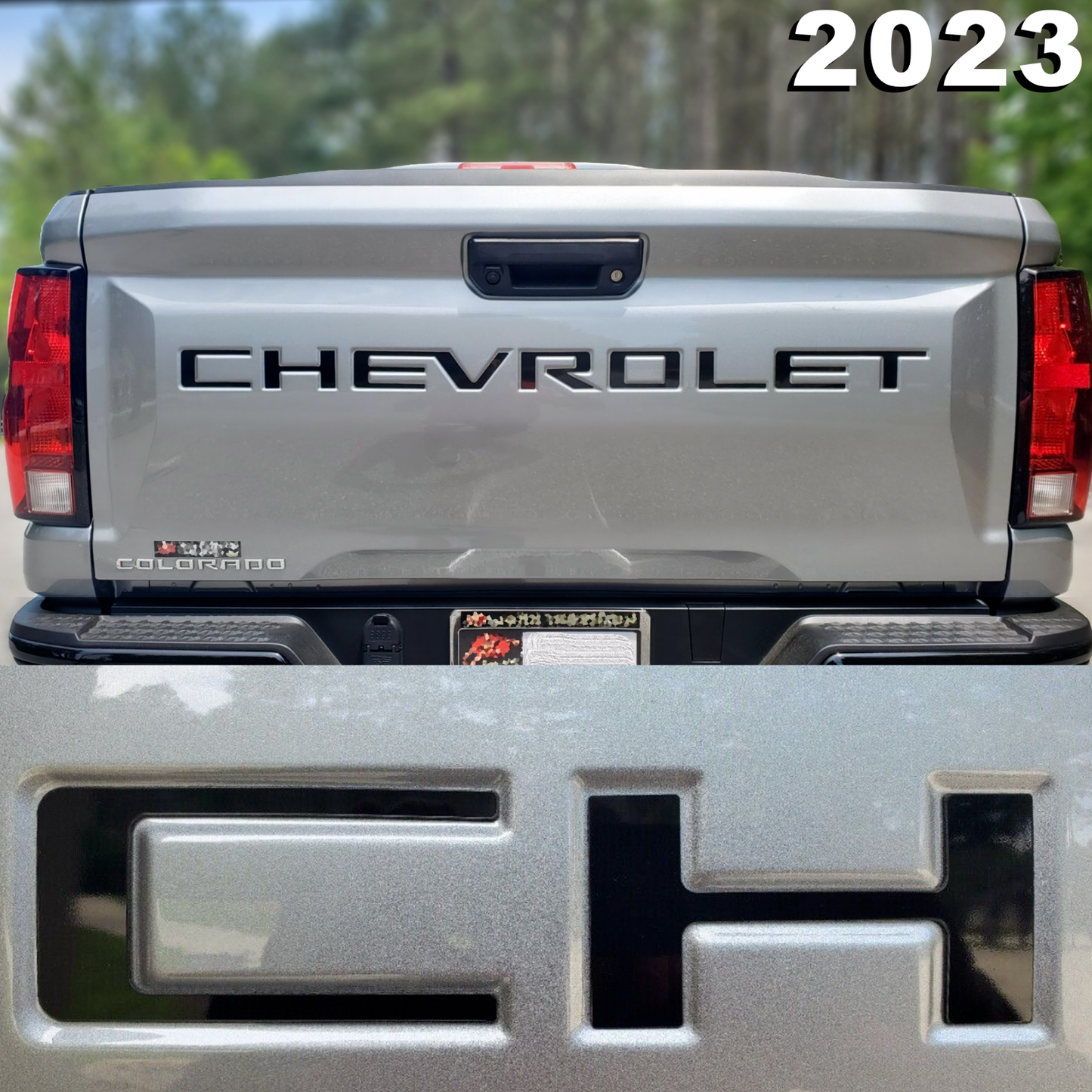SET OF 4: 2x GLOSS + 2x MATTE BLACK Tailgate Letters NEW CHEVY COLORADO 2023