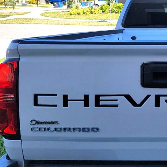 Gloss Black Raised Plastic Tailgate Letters Inserts Chevrolet Colorado 2021 2022