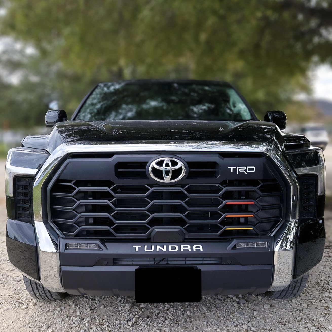 SET OF 2: 2022 - 2025 White Front Emblem TUNDRA + TRD Grill Bumper Letters Badge