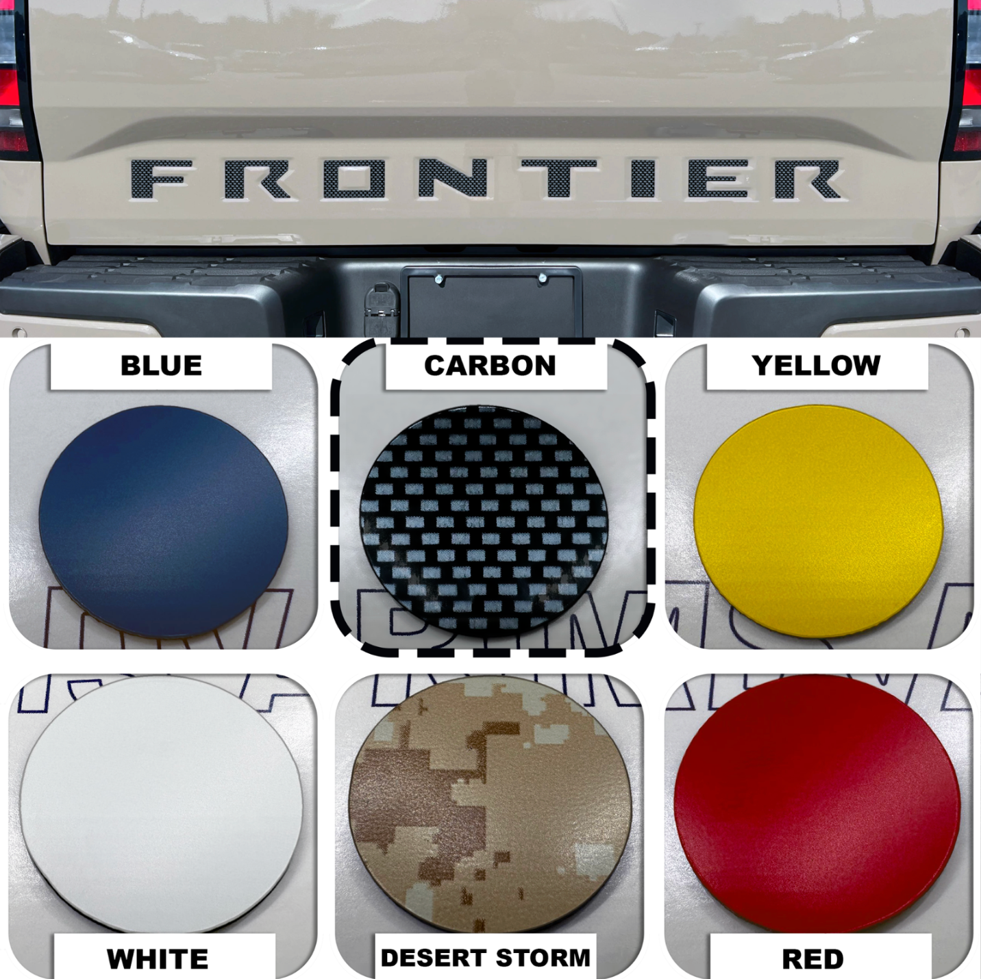 SET OF 2: TAILGATE + HOOD Carbon Raised Letters 2022 2023 2024 Frontier