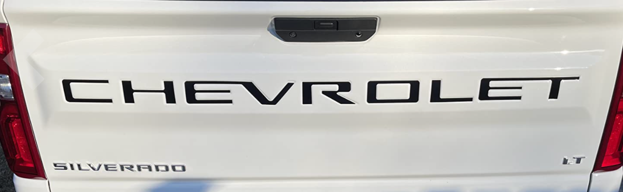 Black Gloss Raised Tailgate Plastic Letters Chevrolet Silverado 2019-2025