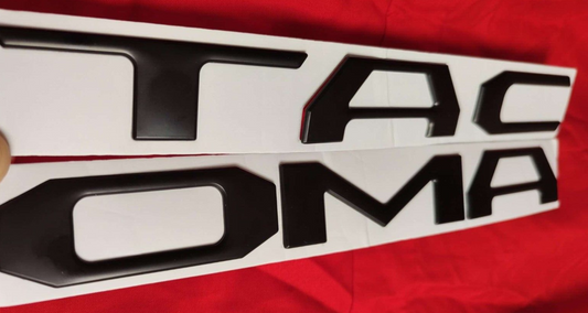Matte Black Raised Plastic Letters Inserts fits Toyota Tacoma 2016-2023 Tailgate