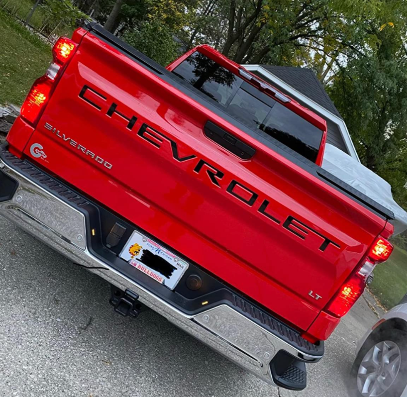 Black Gloss Raised Tailgate Plastic Letters Chevrolet Silverado 2019-2025