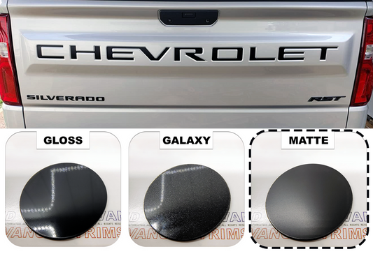 Black Matte Raised Tailgate letters Chevrolet Silverado 2019-2025 Inserts