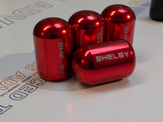 4x SHELBY BULLET Tire Valve Stem Caps For Car Truck