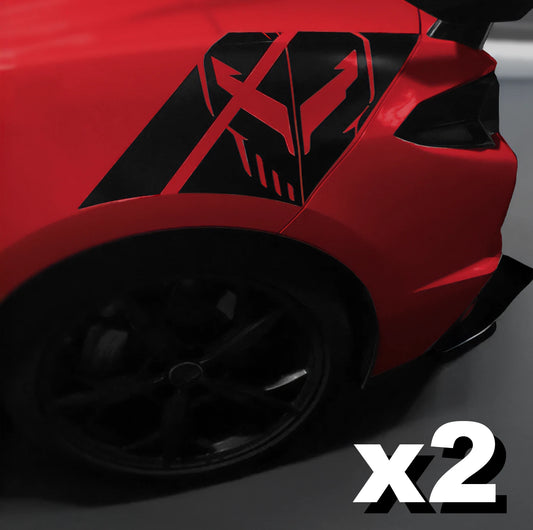 x2 2020-2026 C8 Corvette Graphics Rear Fender Side Decals Jake Logo MATTE BLACK